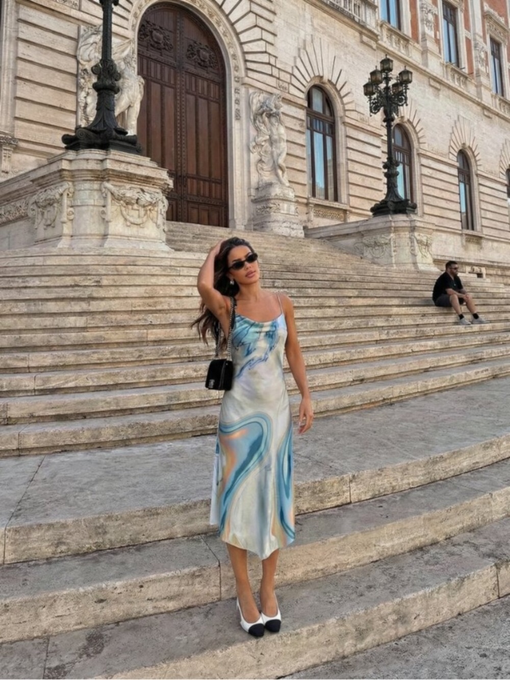 Jonathan Simkhai Nelli Midi Slip Dress Blue Agate Tie Dye Print